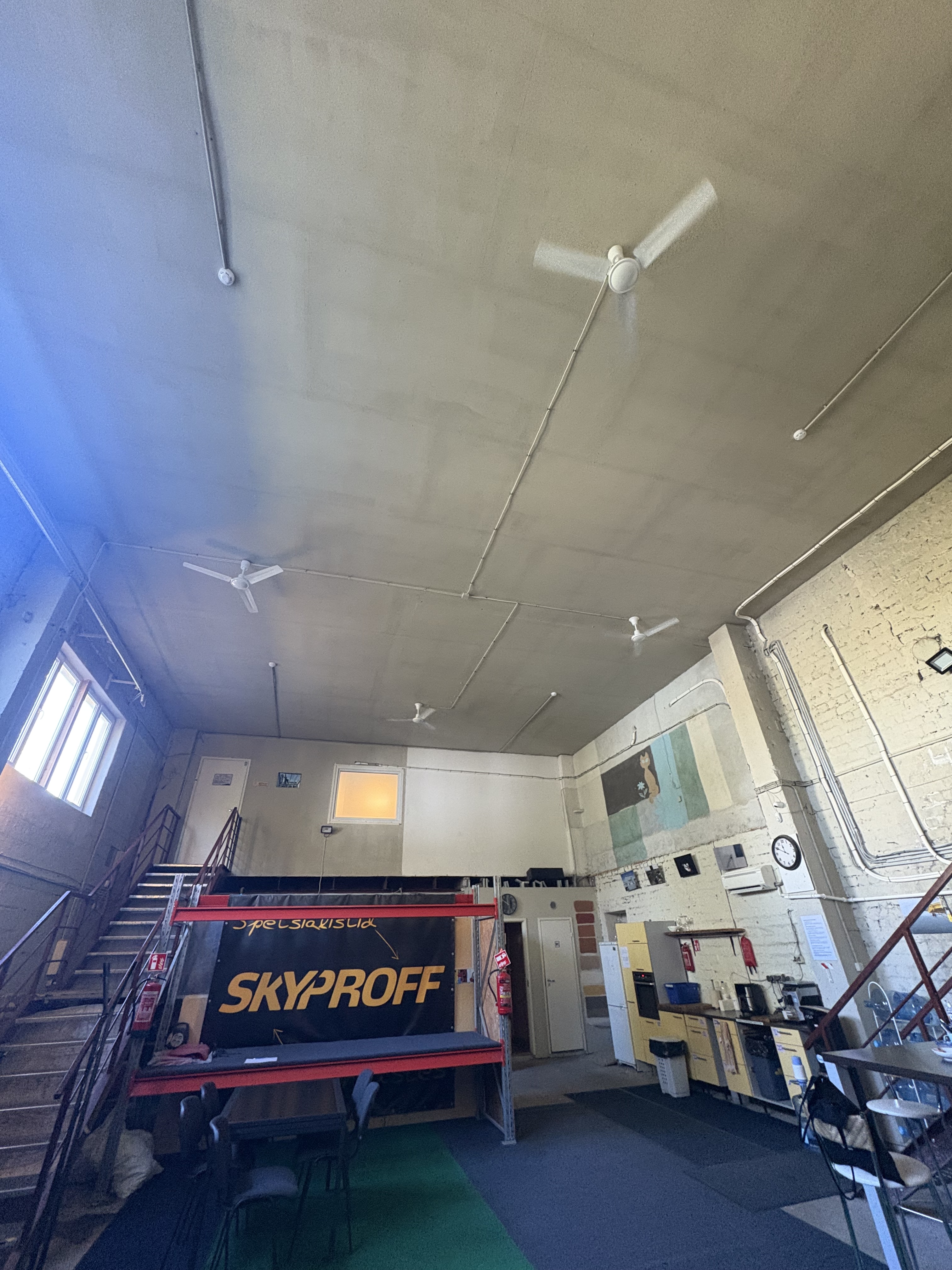 Tallinn Skyproff — installation of ventilators 6 m ceiling height